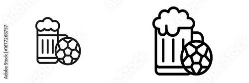 Beer mug and soccer ball icon