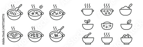 Collection of soup and bowl icons