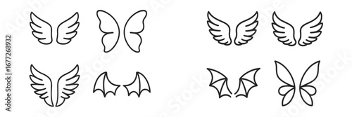 Collection of stylized wing outlines