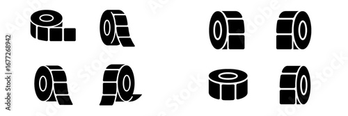 Rolls of blank labels in different perspectives