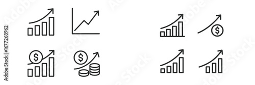 Financial growth icons with upward trend arrows