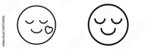 Two smiley faces with closed eyes, one with a heart