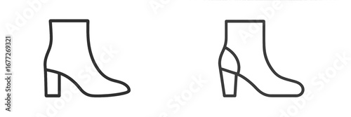 Outline of two ankle boots with block heels