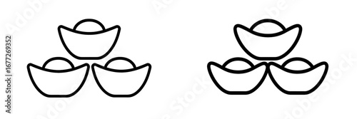 Chinese gold ingots icon set