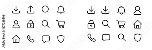 Set of outline icons for web and mobile applications