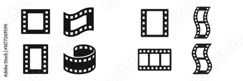 Collection of film strip icons and frames
