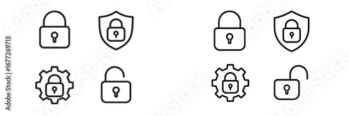 Security icons with locks and shield