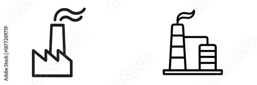 Factory icons with smoke coming out of chimney
