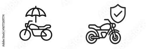 Motorcycle insurance and protection icons