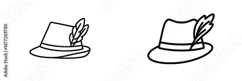 Traditional German Hat with Feather Icon