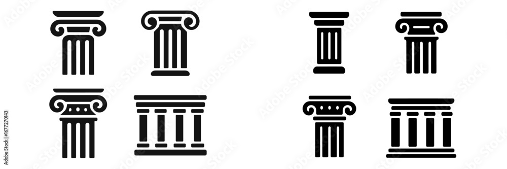 Obraz premium Collection of Ionic and Doric column illustrations