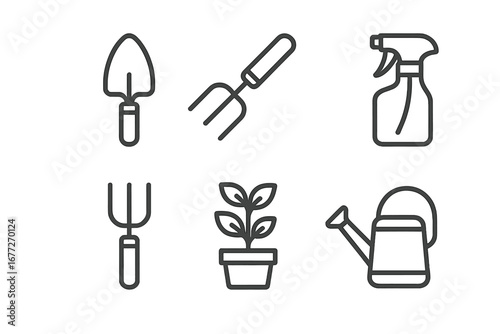 Gardening Tools and Plant Icons
