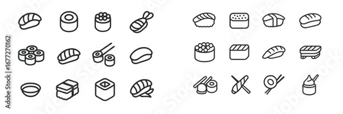 Sushi and Maki Rolls Icons Set
