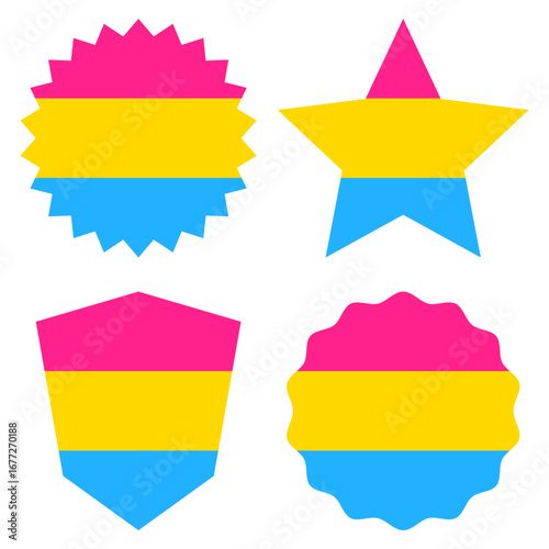 Pansexual pride flag colors shape set vector illustration.LGBT community.