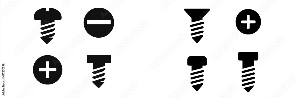 Obraz premium Four types of screw heads icons