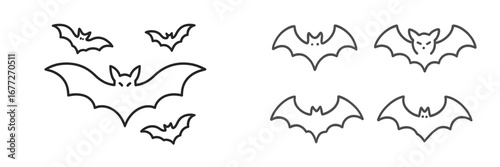 Collection of stylized bat outlines for Halloween