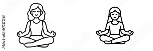 Woman meditating in lotus position icon