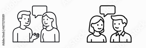 People talking with speech bubbles icon