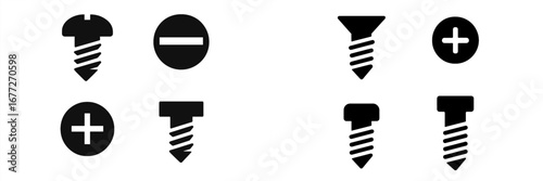 Four types of screw heads icons