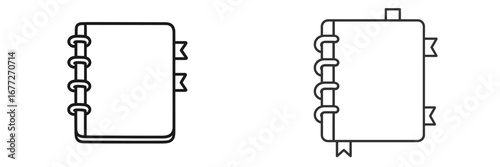 Two notebooks with spiral binding and bookmarks