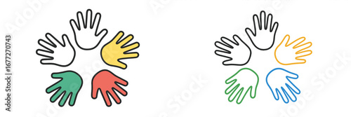 Diverse hands forming a circle, symbolizing unity and teamwork