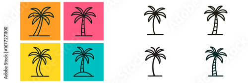 Set of stylized palm tree icons