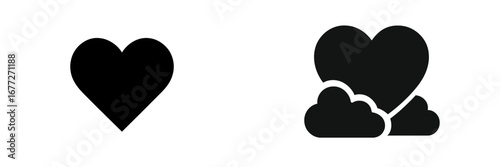 Heart shape with clouds icon