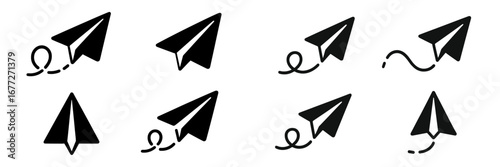 Paper airplanes flying with wavy trails