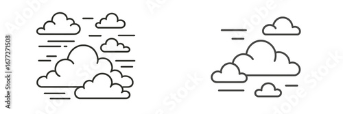 Stylized clouds and wind lines icon set
