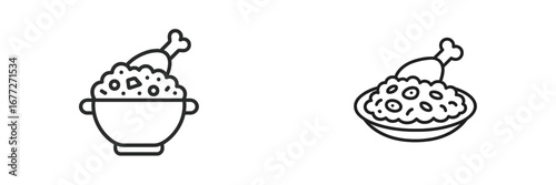 Bowl of food with chicken leg icon
