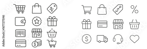 Online shopping and e-commerce icons