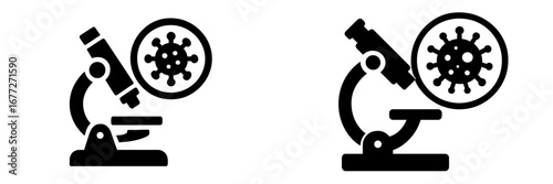 Microscope examining virus