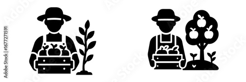 Farmer with harvest and plant