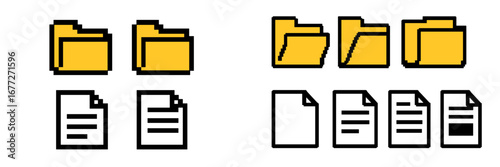 Pixel art folders and documents icons