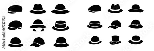 Collection of various hat silhouettes
