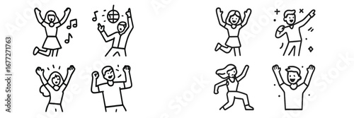 People celebrating and dancing in a festive mood