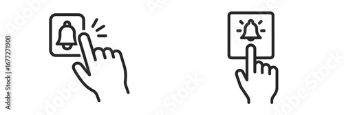 Hand pressing a doorbell button icon