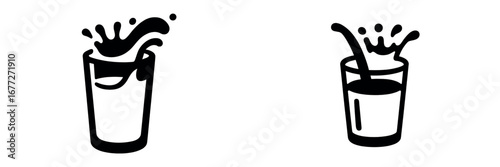 Two glasses with splashing liquid