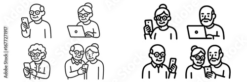 Elderly Couple Using Technology