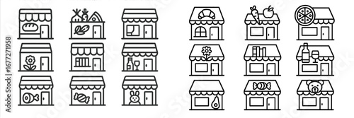 Collection of stylized shop icons