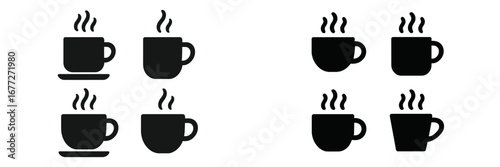 Hot beverage cups with steam icons