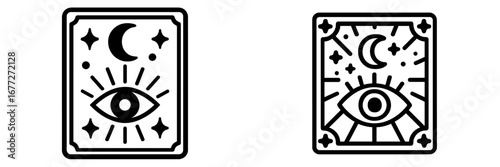 Mystical Eye and Moon Tarot Card Icon