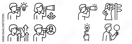 People looking through binoculars and telescopes