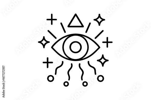 Mystical Eye Symbol with Stars and Triangle