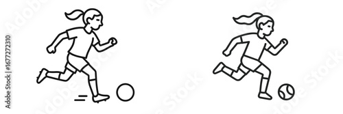 Girl playing soccer outline