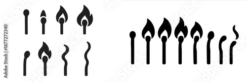 Sequence of matches igniting and burning