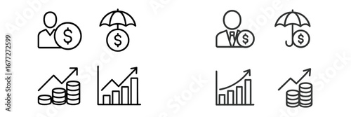 Financial growth and protection icons