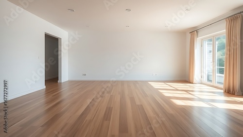 Wallpaper Mural Minimalist living room with wooden floors, embodying clean and spacious design. Torontodigital.ca