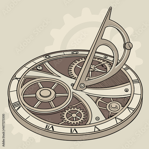 Steampunk Sundial Illustration
