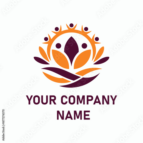 Community Wellness Logo Design – Abstract People, Nature, Health, Care, Unity Concept